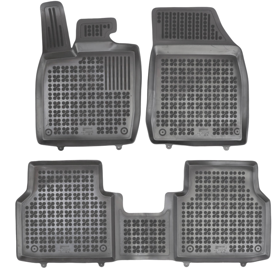 Gummi Fußmatten für Skoda Enyaq iV / VW ID.4 ID.5 Schwarz / Matte mit Verbindungsstück