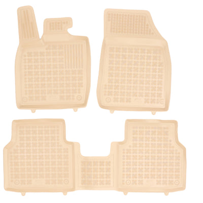 Gummi Fußmatten für Skoda Enyaq iV / VW ID.4 ID.5 Beige / Matte mit Verbindungsstück