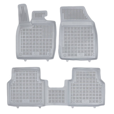 Gummi Fußmatten für Skoda Enyaq iV / VW ID.4 ID.5 Grau / Matte mit Verbindungsstück
