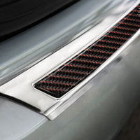 Carbon Ladekantenschutzleiste für Mercedes GLE Coupe C292 Poliertes Stahl mit Rot-Schwarzer Carbon Farbe