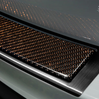 Carbon Ladekantenschutzleiste für Mercedes GLC Schwarzer Stahl mit Rot-Schwarzer Carbon Farbe