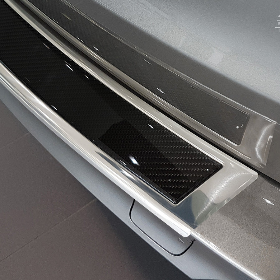 Carbon Ladekantenschutzleiste für BMW  X5 F15 2013-> Silber Glänzend mit schwarzem Carbon