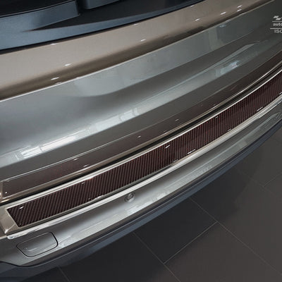 Carbon Ladekantenschutzleiste für BMW X5-F15 2013-> Poliertes Stahl mit Roter  Carbon Farbe