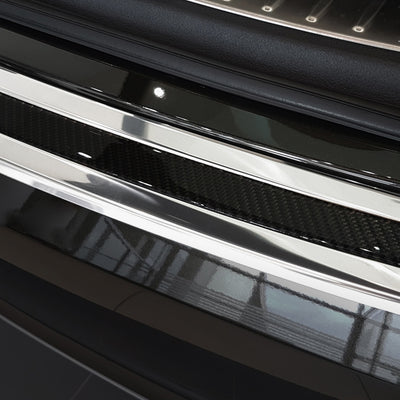 Carbon Ladekantenschutzleiste für BMW  X6 II F16 2014-2019 Poliertes Stahl mit Schwarzer Carbon Farbe