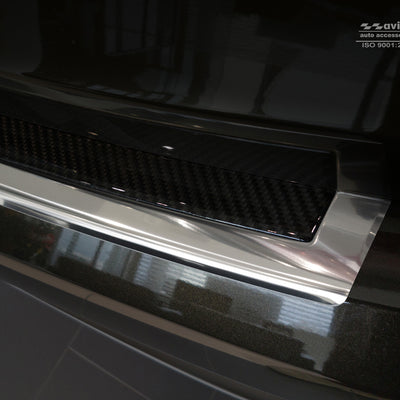Carbon Ladekantenschutzleiste für BMW  X6 II F16 2014-2019 Poliertes Stahl mit Schwarzer Carbon Farbe
