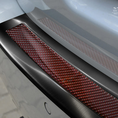 Carbon Ladekantenschutzleiste für BMW 5 F11 Kombi Schwarzer Stahl mit Rot-Schwarzer Carbon Farbe