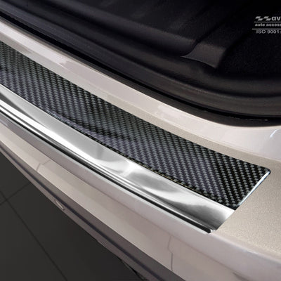 Carbon Ladekantenschutzleiste für Jaguar F-Pace Poliertes Stahl mit Schwarzer Carbon Farbe