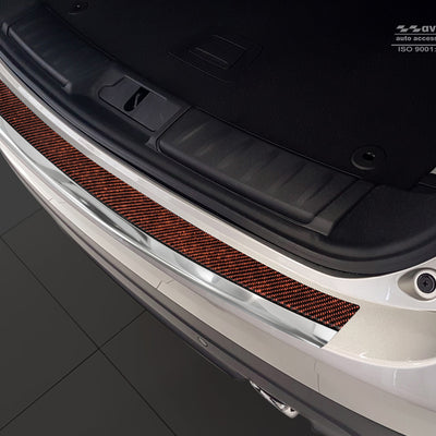 Carbon Ladekantenschutzleiste für Jaguar F-Pace Poliertes Stahl mit Rot-Schwarzer Carbon Farbe