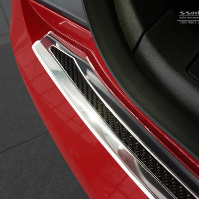 Carbon Ladekantenschutzleiste für TESLA MODEL S liftback 2012-2016, FL2016-> Poliertes Stahl mit Schwarzer Carbon Farbe