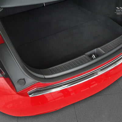 Carbon Ladekantenschutzleiste für TESLA MODEL S liftback 2012-2016, FL2016-> Poliertes Stahl mit Schwarzer Carbon Farbe