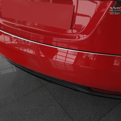 Carbon Ladekantenschutzleiste für TESLA MODEL S liftback 2012-2016, FL2016-> Poliertes Stahl mit Schwarzer Carbon Farbe