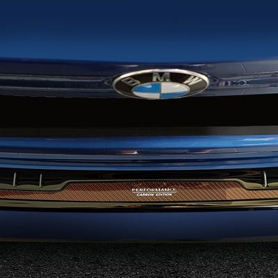 Carbon Ladekantenschutzleiste für BMW X1 F48  FL2015-2019, FL2019-2022 "Performance" Poliertes Stahl mit Rotem Carbon