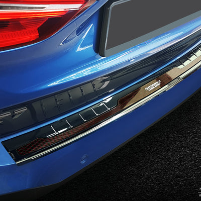 Carbon Ladekantenschutzleiste für BMW X1 F48  FL2015-2019, FL2019-2022 "Performance" Poliertes Stahl mit Rotem Carbon