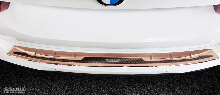 Carbon Ladekantenschutzleiste für BMW  X3 ( F97 ) M Competition 2019-2021 / G01 M-pakiet / M-Sport 2017-2021, FL2021-2024 Kupfer poliert - Carbon