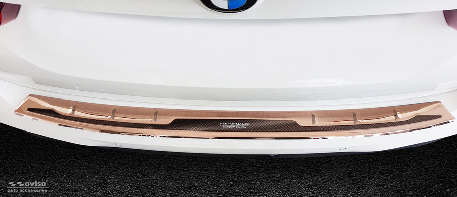 Carbon Ladekantenschutzleiste für BMW  X3 ( F97 ) M Competition 2019-2021 / G01 M-pakiet / M-Sport 2017-2021, FL2021-2024 Kupfer poliert - Carbon