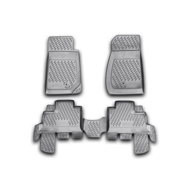 3D Element Gummi Fußmatten für JEEP Wrangler MK3 4 Türer, 2007-2017 4er Set Schwarz