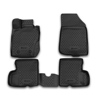 3D Element Gummi Fußmatten für NISSAN Terrano, 2014-2016, 4WD, 4er Set Schwarz