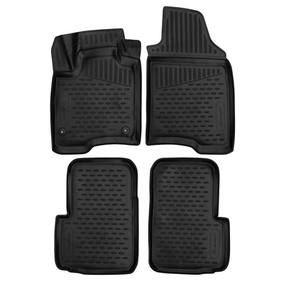 3D Element Gummi Fußmatten für FIAT Panda, 2011-> 4er Set Schwarz