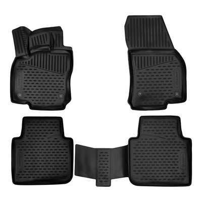 3D Element Gummi Fußmatten für  for Volkswagen Tiguan Allspace, 5-Türer  SUV, 2te Generation, 2016–>, 5/7Sitzer, 4er Set Schwarz