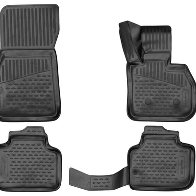 3D Element Gummi Fußmatten für BMW X1, 2016-> RHD, 4er Set Schwarz