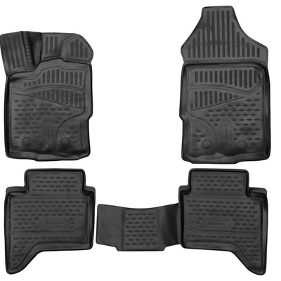 3D Element Gummi Fußmatten für FORD Ranger Supercrew, 2019-> 4er Set Schwarz