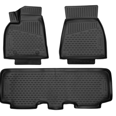 3D Element Gummi Fußmatten für TESLA Model Y (Originalmaß), 2020->, suv, 3 Set USA Schwarz