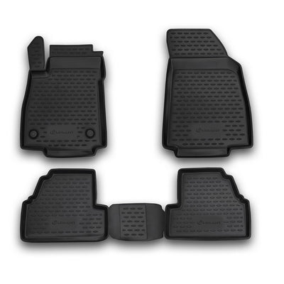 3D Element Gummi Fußmatten für OPEL Mokka, 2012->, 4er Set Schwarz