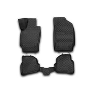 3D Element Gummi Fußmatten für VOLKSWAGEN Polo (V, Vp) 2009-2020, Schrägheck, 4er Set Schwarz