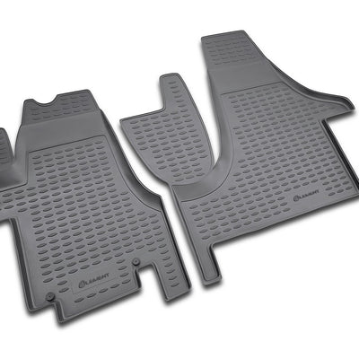 3D Element Gummi Fußmatten für VW Transporter 2004-2015, 2-er Set Schwarz