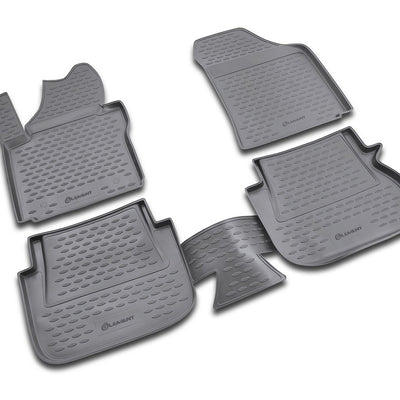 3D Element Gummi Fußmatten für VOLKSWAGEN Caddy 10/2007-2014, 4er Set Schwarz