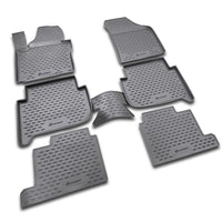 3D Element Gummi Fußmatten für VOLKSWAGEN Touran (I), 2003-2010, (II), 2010-2015, 7 Sitzer., 6 Set Schwarz