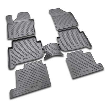 3D Element Gummi Fußmatten für VOLKSWAGEN Touran (I), 2003-2010, (II), 2010-2015, 7 Sitzer., 6 Set Schwarz