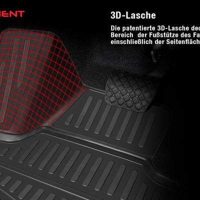 2D Element Gummi Fußmatten für LEXUS LX, 2015->, 4er Set (TPE, high durability) Schwarz